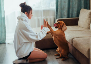 Pet lover with their puppy